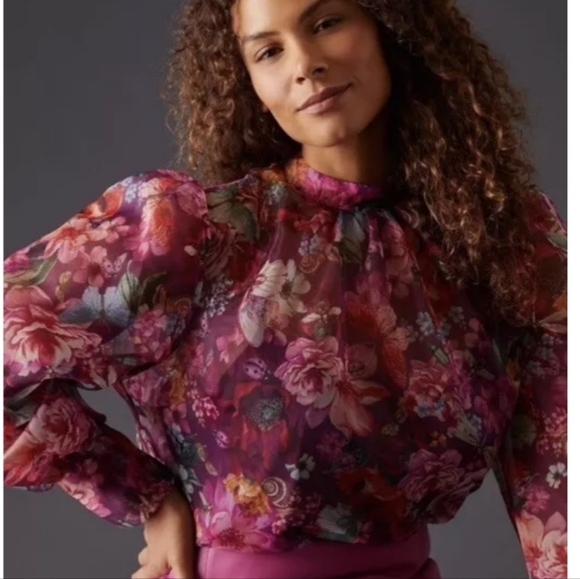 NWOT Anthropologie Organza  Purple Blouse. - Picture 5 of 5